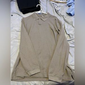 Xl green stripped long sleeve polo